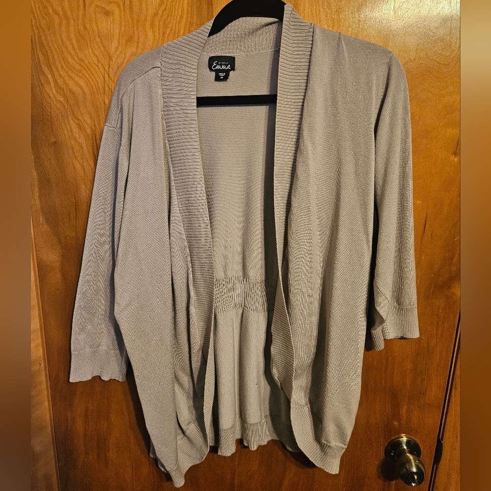 Simply Emma Beige Open Front Long Sleeve Cardigan  Plus Size 3X